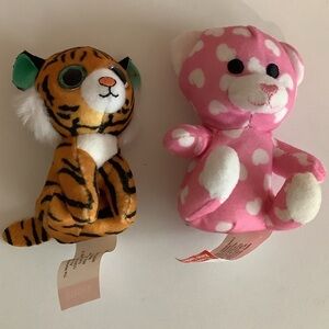 TY Mini Plush Tiggs and Build A Bear Pink Polka Dot Bear. Preloved